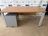 APPROX. 1600mm STRAIGHT DESK & UNDER COUNTER PEDESTAL - 2