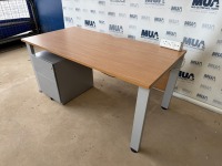 APPROX. 1600mm STRAIGHT DESK & UNDER COUNTER PEDESTAL - 4