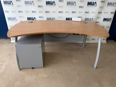 APPROX. 1800mm CURVED RECEPTION DESK & UNDER COUNTER PEDESTAL