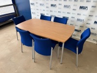 APPROX. 1600mm 6 PERSON MEETING TABLE & CHAIRS - 2