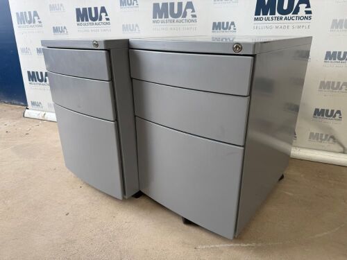 2No. CURVED FRONT UNDER DESK METAL PEDESTALS