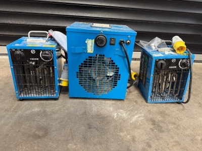 3No. ASSORTED 110v FAN HEATERS