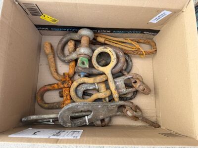 BOX LOT TO INC. ASSORTED SHACKLES & LIFTING ATTACHMENTS