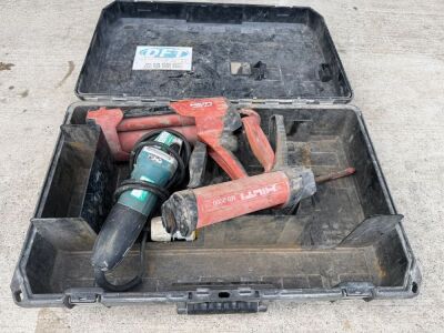 PLASTIC CASE TO INC, MAKITA 110v 4" GRINDER & 2No HILTI GROUT GUNS