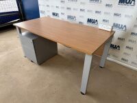 APPROX. 1600mm STRAIGHT DESK & UNDER COUNTER PEDESTAL - 4