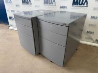 2No. CURVED FRONT UNDER DESK METAL PEDESTALS - 2