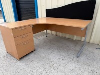 APPROX. 1600mm LEFT HAND CORNER DESK & DESK HIGH PEDESTAL - 2