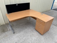 APPROX. 1600mm RIGHT HAND CORNER DESK & DESK HIGH PEDESTAL - 2