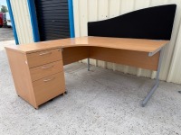 APPROX. 1600mm LEFT HAND CORNER DESK & DESK HIGH PEDESTAL - 2