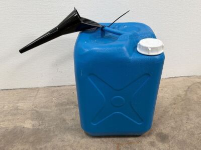 UNUSED 20lt FUEL CAN AND LONG STEM FUNNEL