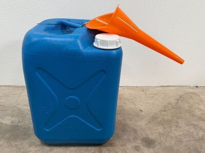 UNUSED 20lt FUEL CAN AND LONG STEM FUNNEL