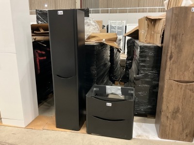 WALL HUNG VANITY UNIT & TALL WALL HUNG STORAGE UNIT (MATTE BLACK)