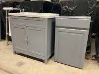 APPROX. 000 CLASSICAL STYLE FLOOR STANDING 2 DOOR UNIT & BASIN - 3