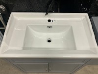 APPROX. 000 CLASSICAL STYLE FLOOR STANDING 2 DOOR UNIT & BASIN - 7