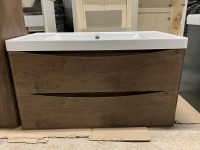 APPROX. 900 WALL HUNG VANTY UNIT, BASIN & TALL STORAGE CABINET - 4