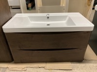 APPROX. 900 WALL HUNG VANTY UNIT, BASIN & TALL STORAGE CABINET - 5