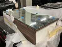 APPROX. 750 x 450 WALNUT MIRRORED MICRO CABINET - 4