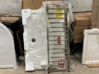 BRUSHED BRASS 1400 SLIDING DOOR, 900 SIDE, 14x9 TRAY & TOWEL RADIATOR - 2