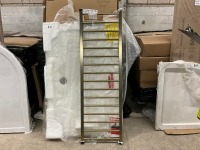 BRUSHED BRASS 1400 SLIDING DOOR, 900 SIDE, 14x9 TRAY & TOWEL RADIATOR - 6