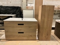 APPROX. 800 WALL HUNG VANITY WITH BASIN, TAP, WASTE & WALL STORAGE UNIT - 2