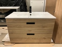 APPROX. 800 WALL HUNG VANITY WITH BASIN, TAP, WASTE & WALL STORAGE UNIT - 3