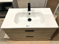 APPROX. 800 WALL HUNG VANITY WITH BASIN, TAP, WASTE & WALL STORAGE UNIT - 4