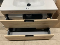 APPROX. 800 WALL HUNG VANITY WITH BASIN, TAP, WASTE & WALL STORAGE UNIT - 8