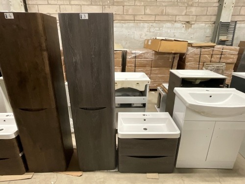 APPROX. 600 WALL HUNG VANITY UNIT, BASIN & TALL STORAGE UNIT