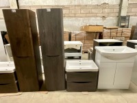 APPROX. 600 WALL HUNG VANITY UNIT, BASIN & TALL STORAGE UNIT - 2