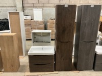 APPROX. 600 WALL HUNG VANITY UNIT, BASIN & TALL STORAGE UNIT - 2