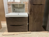 APPROX. 600 WALL HUNG VANITY UNIT, BASIN & TALL STORAGE UNIT - 3