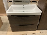 APPROX. 600 WALL HUNG VANITY UNIT, BASIN & TALL STORAGE UNIT - 5