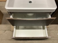 APPROX. 600 WALL HUNG VANITY UNIT, BASIN & TALL STORAGE UNIT - 8