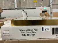 APPROX. 500 x 700mm PLAIN BRASS FRAME MIRROR - 5