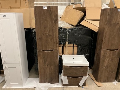 WALL HUNG VANITY UNIT, BASIN & TALL WALL HUNG STORAGE UNIT