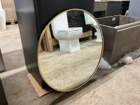 Brushed Brass Frame 600mm Round LED Mirror with sensor on/off, colour change LED and Heated Demister Pad