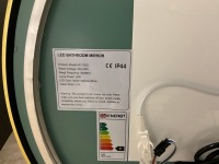 Brushed Brass Frame 600mm Round LED Mirror with sensor on/off, colour change LED and Heated Demister Pad - 2