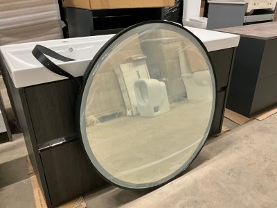 APPROX. 800mm ROUND BLACK BATHROOM MIRROR