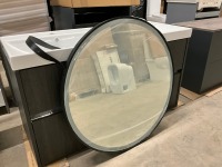 APPROX. 800mm ROUND BLACK BATHROOM MIRROR