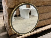 APPROX. 600mm ROUND BRASS FRAME MIRROR WITH COLOUR CHANGE