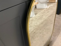 Tablet Shaped 800mm x 500mm Brushed Brass Framed LED Mirror - 2