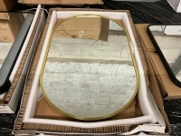 Tablet Shaped 800mm x 500mm Brushed Brass Framed LED Mirror - 6