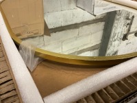 Tablet Shaped 800mm x 500mm Brushed Brass Framed LED Mirror - 7