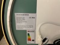 Brushed Brass Frame 600mm Round LED Mirror with sensor on/off, colour change LED and Heated Demister Pad - 2