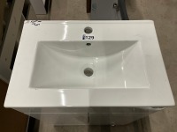 600mm 2 Door White Gloss Vanity unit with 1 Tap Hole Ceramic Basin - 4