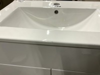600mm 2 Door White Gloss Vanity unit with 1 Tap Hole Ceramic Basin - 5