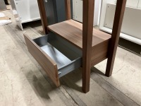 650mm Walnut 1 Drawer Open Washstand with 1 Tap Hole Ceramic Basin - 7
