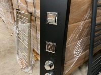 Matt Black Thermostatic Shower Tower with Rain Head, Waterfall Head, Body Jets and Hand Shower - 4