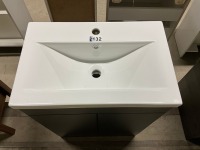 600mm 2 Door Matt Anthracite Vanity unit with 1 Tap Hole Ceramic Basin - 3