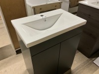 600mm 2 Door Matt Anthracite Vanity unit with 1 Tap Hole Ceramic Basin - 4